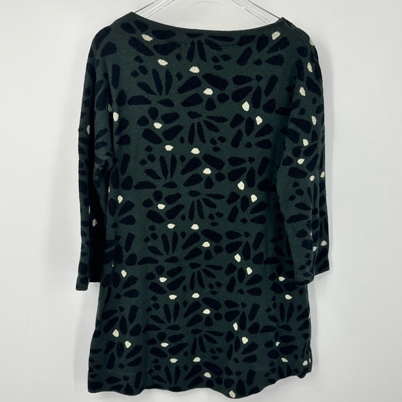 Field Flower Floral Sweater Tunic Long Sleeves Dark Blue Green White XS - Picture 6 of 7